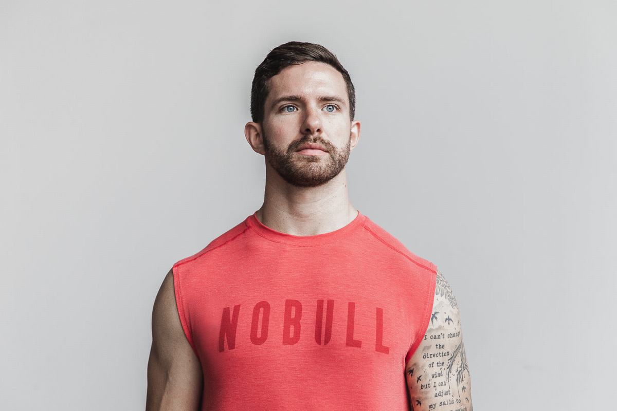 Nobull Sleeveless Men\'s T Shirts Red | Australia (PL2137)